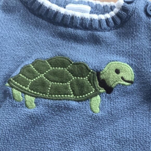 8/$25 Gymboree Blue Crew Neck Turtle Sweater Size 6-12 months - Picture 2 of 9